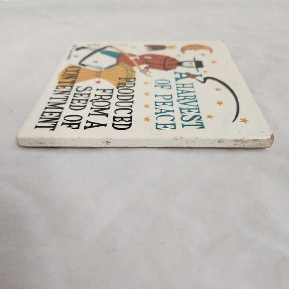 Vintage Harvest Peace Produce Seed Contentment Tile Trivet - Picture 7 of 10